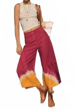 NEW VANESSABRUNO guaji wide leg pants in red/ yellow